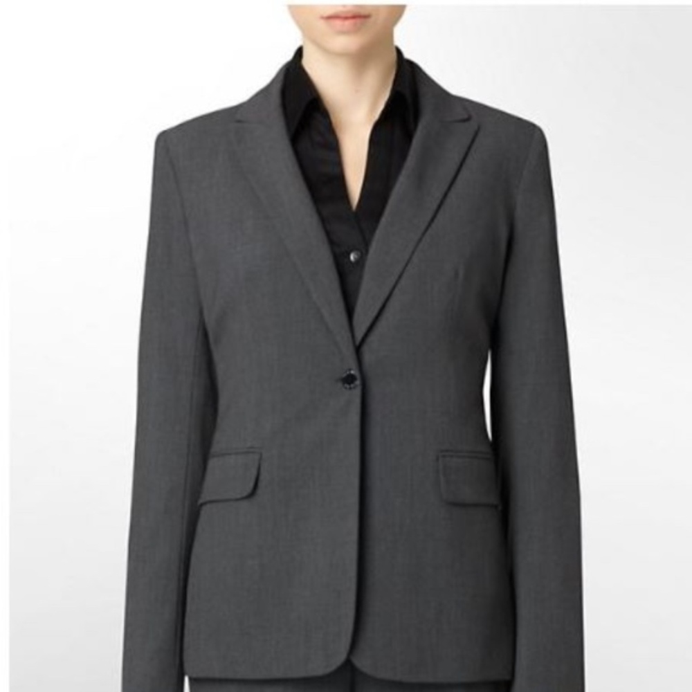 NEW Calvin Klein one button charcoal blazer Sz2